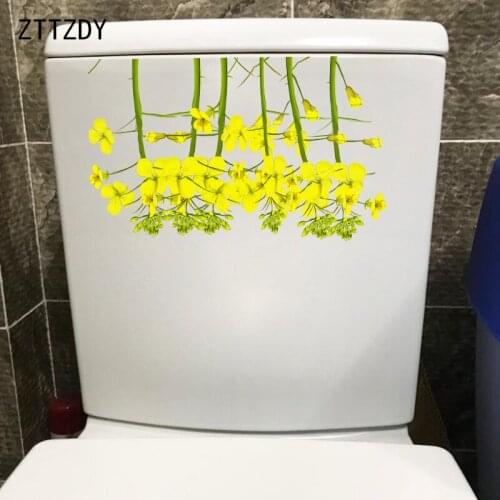 ZTTZDY 23*14.3CM Rape Flower Fashion Toilet Sticker Home Room Wall Decor Decal T2-0636