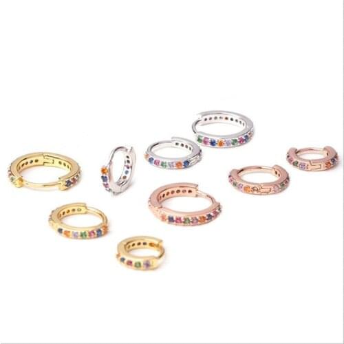 1PC Inside Diameter 6mm 8mm 10mm Bling Crystal Stainless Steel Hoop Earrings IP Plating No Easy Fade Allergy Free