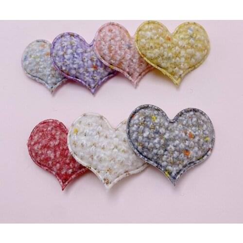 10pcs 43*38mm Padded Wool Cloth Love Heart Appliques For Diy Hat Clothes Leggings Sewing Supplies Kids Headwear Decor Patches