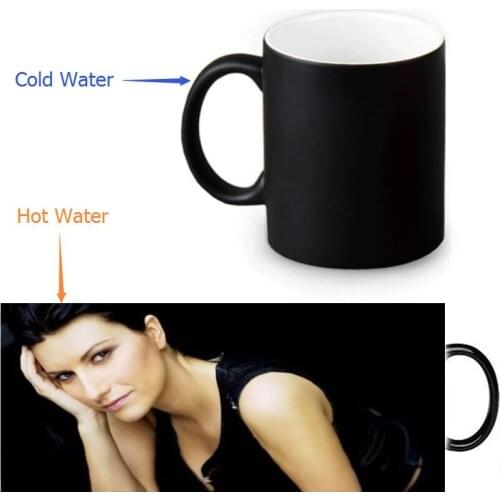 2017 Custom 12oz Mugs laura pausini Coffee Tea Milk Mug Hot Cold Heat Sensitive Color Changing Black Ceramic Cup