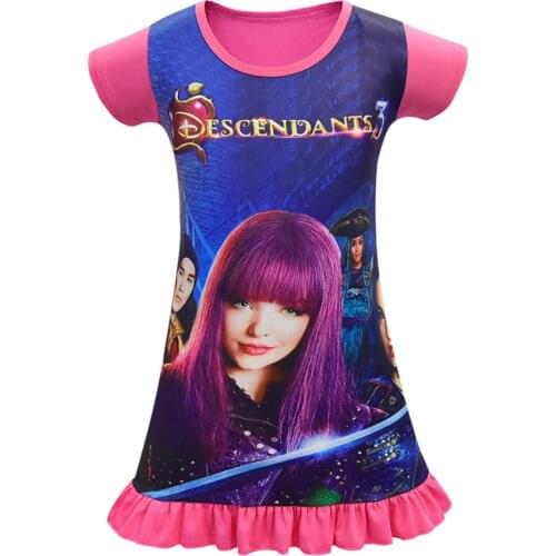 2021 Girls Kids Descendants 3 Pyjama Nightie Dress Cartoon Sleep Wear Print Nightgown Pajama Nightie Princess Nightwear Dress