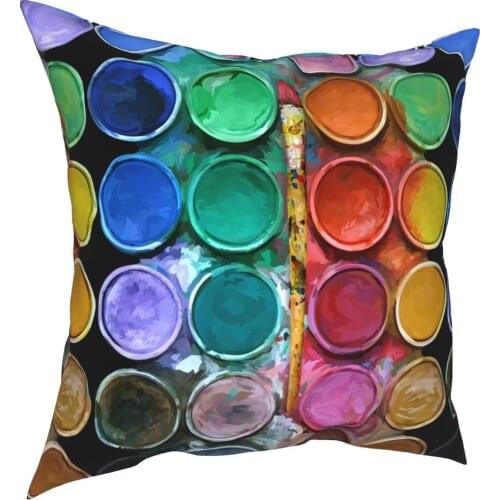 Watercolor Rainbow Flow Abstraction Palette Pillowcase Soft Polyester Cushion Cover Gift Throw Pillow Case Cover Home 45*45cm