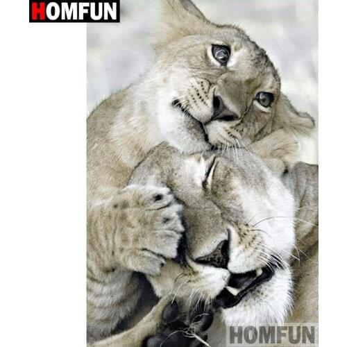 HOMFUN Full Square/Round Drill 5D DIY Diamond Painting "Animal lion" 3D Diamond Embroidery Cross Stitch Home Decor A19023