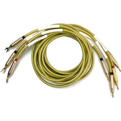 APair Free shipping Hi-Fi audio speaker cable with banana plug spade plug 2.5M