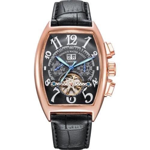 Kimsdun Brand Automatic Mechanical Men Watches Luminous Business Watch Men Barrel Tourbillon Watch Zegarek Meski Montre Homme