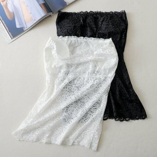 White lace long Slim vest Girls underwear A piece lingerie with chest pad Wrap chest