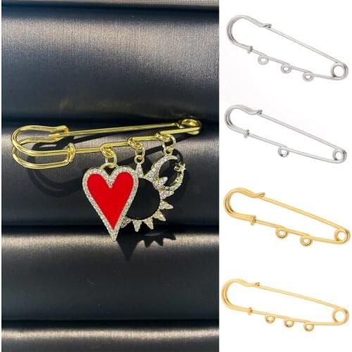 3 4 5 Hole Brooch Collar Pins Base Brooch Safety Silver Color Gold Locking Clasp Blank Scarf Pins Jewelry Making Supplies