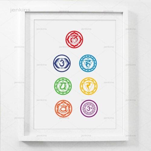 Chakras Canvas Art Prints Prints Poster Health Aum Meditation Yoga Om Symbol Poster Canvas Prints Wall Pictures Home Decor