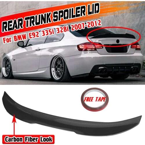 Black/Carbon Fiber Look Car Rear Trunk Boot Lip Spoiler Wing Lip For BMW E92 335i 328i 2007-2012 Rear Boot Trunk Spoiler Lip