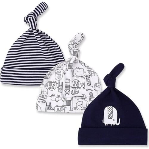 3pcs/lot Baby Hat Knit Cotton Cartoon Print Baby Caps For Boys Girls Spring Autumn Winter Childrens Hats Child Beanie