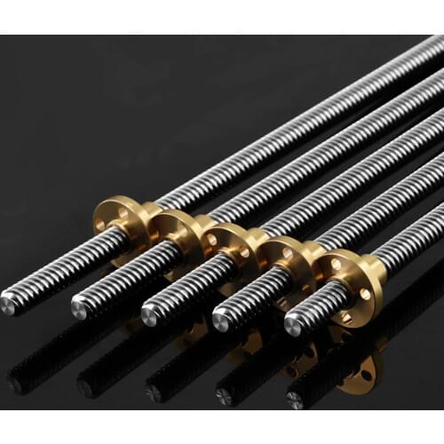 3D Printer T8 Lead Screw OD 8mm Pitch 2mm Lead 2mm/8mm 200mm 250mm 300mm 350mm 400mm 450mm 500mm With Nut For Reprap