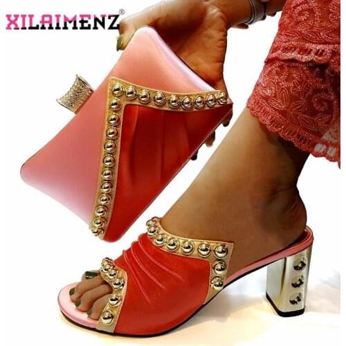 Nigerian Ladies Matching Shoe and Bag Material with Pu African Women Shoes and Bags Set for Party Women Shoe and Bag To Match