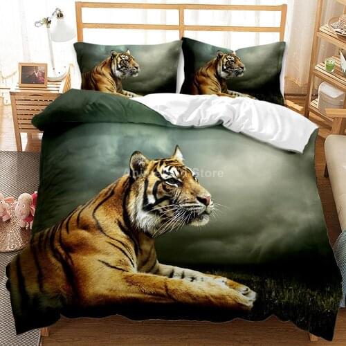 Tiger Lion Animal Bedding Set 3d Scenery Bed Linen Quilt Duvet Cover Sets Home Textile Decor Twin Single Queen King Size Gift