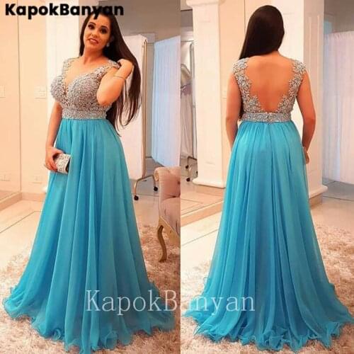 Illusion Scoop Neck Sleeveless Long Prom Dress Lace A-line Chiffon Formal Evening Gown