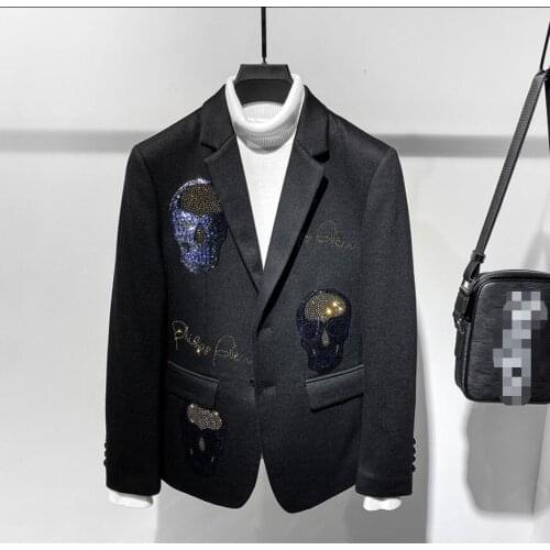 M-3XL!! Skull Iron Drill Mens Suit 2020 Winter Jane Popular Logo Youth Casual Small Wool Thick