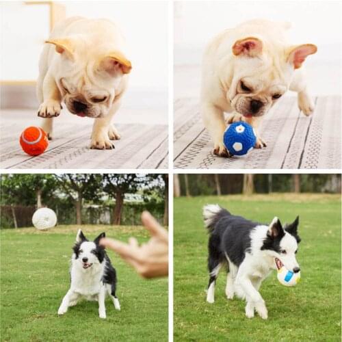 Soft Latex Pet Dog Toy Ball Squeak Toys Cleaning Tooth Chew Voice Toy Pet Supplies Non-toxic Training Balls Durable