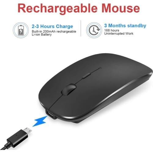 Classic 2.4G Wireless Mouse Mice 1600dpi Rechargeable Charging Ultra-Thin Silent Mouse Mute For Laptop PC Office Notebook