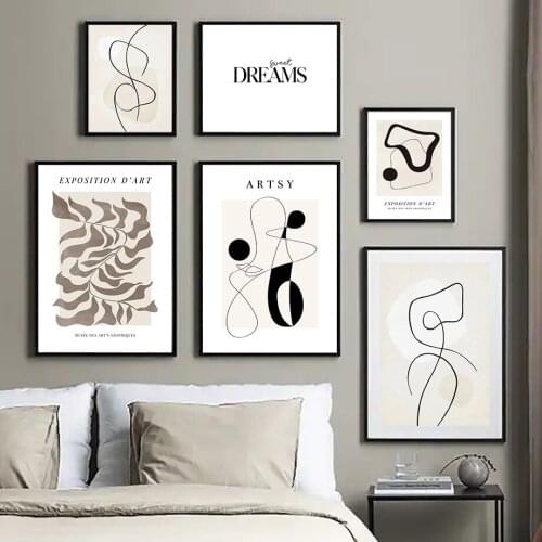 Wall Art Canvas Painting Modern Abstract Flower Line Body Leaves Nordic Posters And Prints Wall Pictures For Living Room Decor