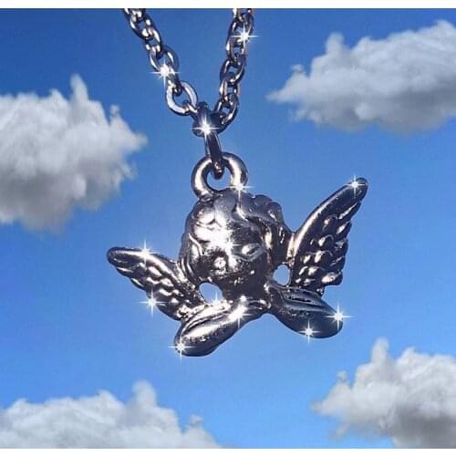 Harajuku Angel Necklace Women Jewelry Couple Gift Necklace Choker Femme Punk Collier Drop Ship