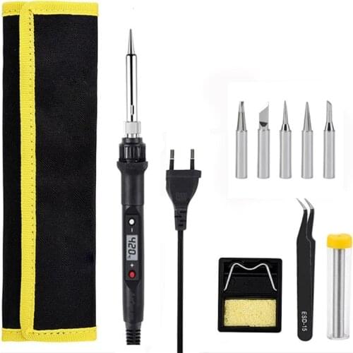 2021 Electric Soldering Iron 80W Digital Adjustable Temperature LCD Solder Iron Kits with Soldering Tips Welding Repair Tools