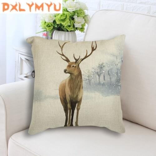 Male Deer painted Back Cushion Nordic Throw Pillow Home Decor Cushion Retro Deer Decorative Sofa Car Chair Cushions Pillows