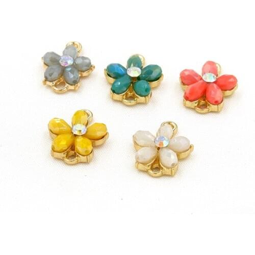 50pcs Summer wind colorful sweet flower charm for earrings bracelet accessories handmade DIY material geometric pendant