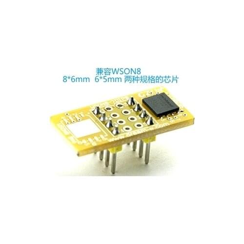 Free shipping QFN8 to DIP8 Programmer Adapter WSON8 DFN8 MLF8 to DIP8 socket for 25xxx 8x6mm 6x5mm
