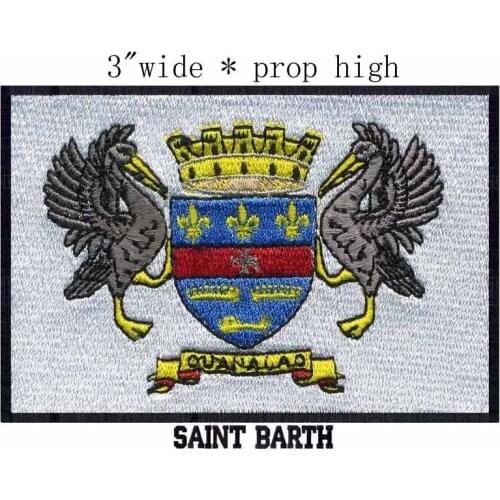 Saint Barthelemy, Flag 3" wide embroidery patch for patches for clothing iron/sewing/cuadros bordados a mano