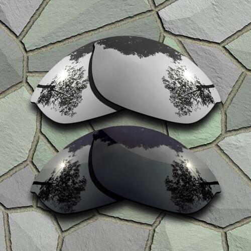 Grey Black&Chrome Sunglasses Polarized Replacement Lenses for Oakley Half Jacket