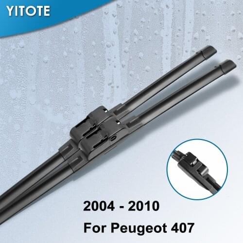 YITOTE Wiper Blades for Peugeot 407 Fit Side Pin Arms 2004 2005 2006 2007 2008 2009 2010