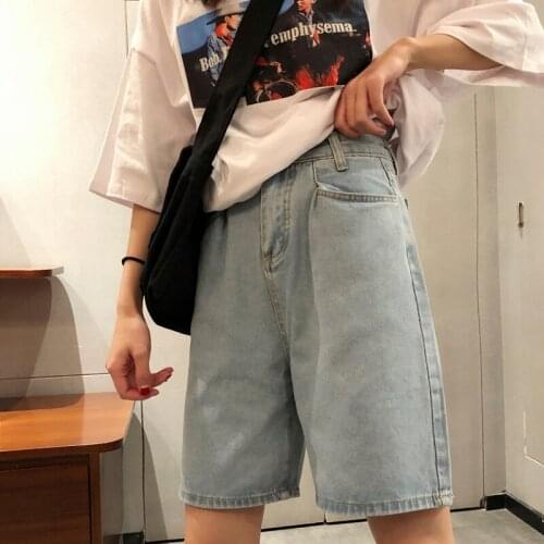 Shorts Women Simple Classic Elegant Summer Korean Denim Womens Short Pocket Straight Students Loose High Quality Retro Clothing