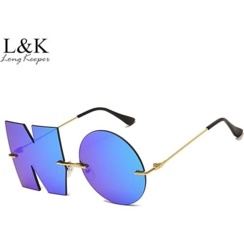 Vintage Punk Sunglasses Men Women Personality Retro Round Sun Glasses Ladies Luxury Rimless Mirror Lens Eyewear Shades UV400