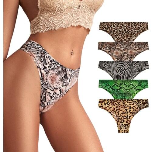 BANNIROU Thongs Woman Panties Seamless Underwear Woman Sport Prints Sexy Leopard Female T-back G-string Thongs For Woman 2 Pcs