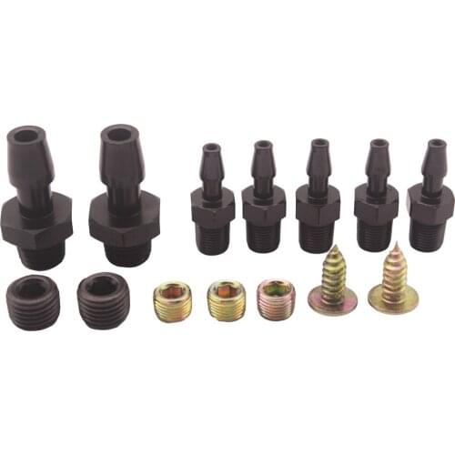 Vacuum Intake Manifold 5 Port 1/8NPT Aluminum Turbo Boost Block Intake Black