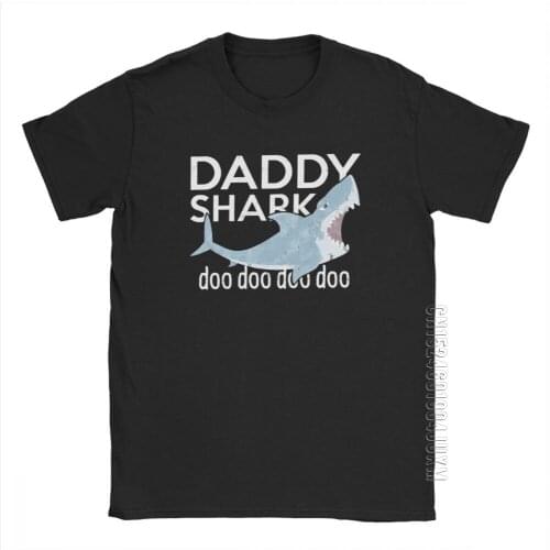 Vintage Daddy Shark Doo Doo T Shirt Mens Happy Fathers Day Dad Gifts Oversize Clothing Funny T-Shirt Crew Neck 100% Cotton Tees