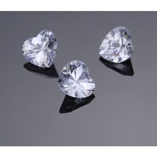 High Quality A Heart Shape 3x3-10x10mm 50Pcs Clear Transparent Color Cubic Zirconia Stones Synthetic Gems CZ For Jewelry