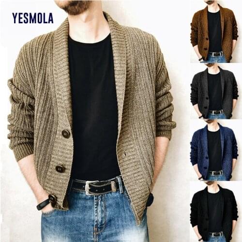 YESMOLA Mens Knitwear Slim Fit Sweater Coat Knitwear High Quality Autumn Korean Style Casual Mens Sweaters Casual Male Clothe