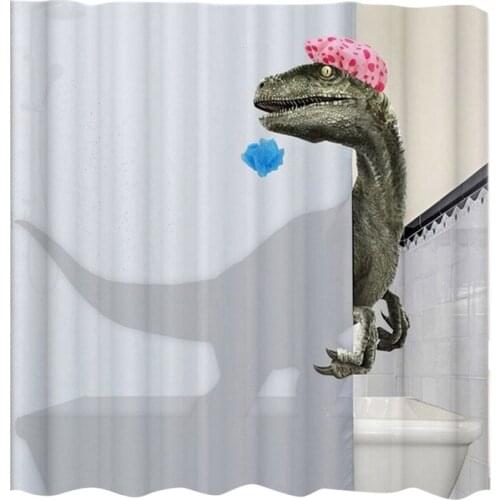 Lovely Bathing Dinosaur Print Shower Curtain Waterproof Bathroom Curtain Bathroom Shower Accessories Decor Bath Curtain 180X200C