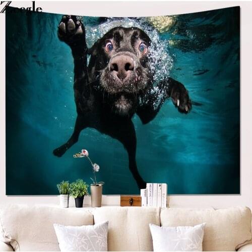 Zeegle Cute Dog Pattern Tapestry Wall Hanging Polyester Tapestry Living Room Decoration Sheet Cotton Throw Bed Bedspread