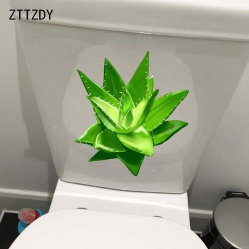 ZTTZDY 19.5*21.1CM Green Aloe Cartoon WC Toilet Seat Stickers Home Room Wall Decor T2-0408