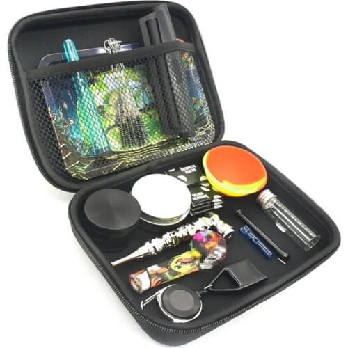 1Set Smoking Pipe Grinder With Rolling Paper Tray Tube Lighter Leash Silicone Bowl Storage Box Snuff Smoke Cigarette Accessories
