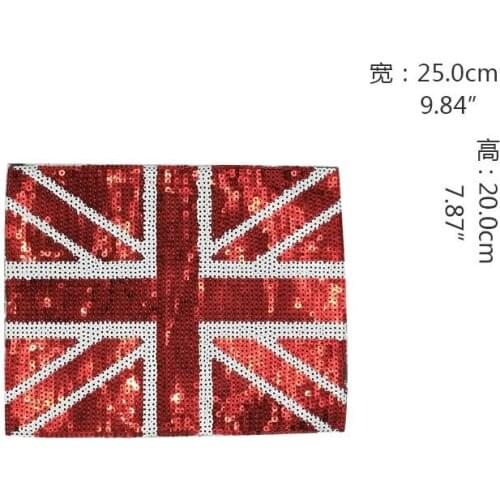 2PCS Union Jack Sequins Applique Sew On Patch DIY Embroidered Applique Bling Bling National Flag Clothing Accessory