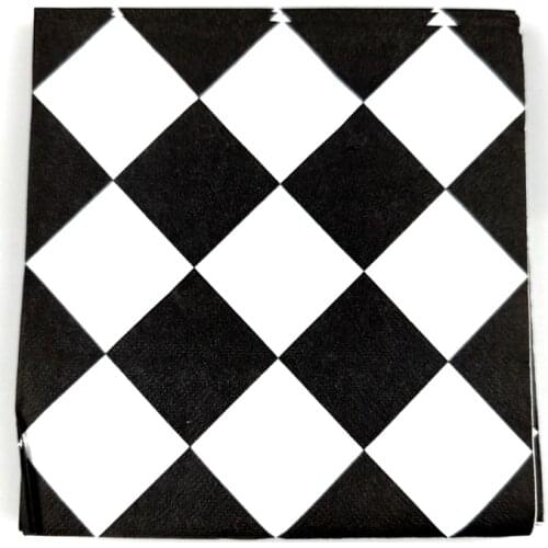 20pcs/pack Birthday Events Party Tableware Supplies Black And White Grid Theme Towels Kids Favors Napkins Baby Shower Decoration