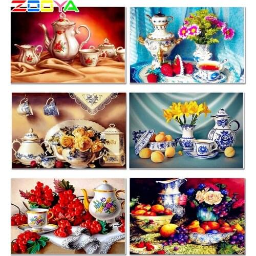 3D Diy Full Diamond Embroidery Cup Flower 5D Diy Crystal Fruit Diamond Painting Cup Diamond Mosaic Painting Home Decortion Er072
