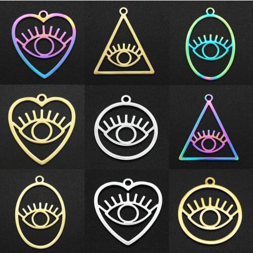 5pcs/lot 100% Stainless Steel Fashion Geometric Devil Eye DIY Earring Charm Wholesale For Necklace Bracelet Making