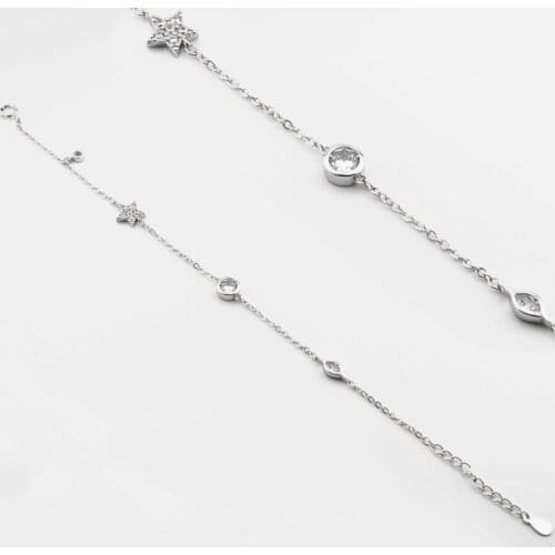 925 Sterling Silver Bracelet with Zircon Stone and Star Design