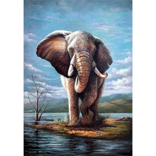 Diamond Painting Full Circle Diamond Kit Rhinestone Picture Art Craft Home Door Decoration (Colorful Elephant)