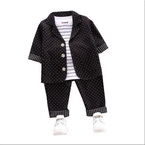Children Kids SUIT SETs 3Pcs/sets Autumn Baby Boy Dot Long Sleeve Suits Striped Pants Toddler Cotton Clothing Infant Tracksuits