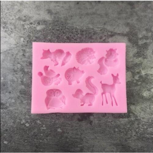 Diy Fondant Cake Baking Mold Squirrel Deer Owl Silicone Mold L029