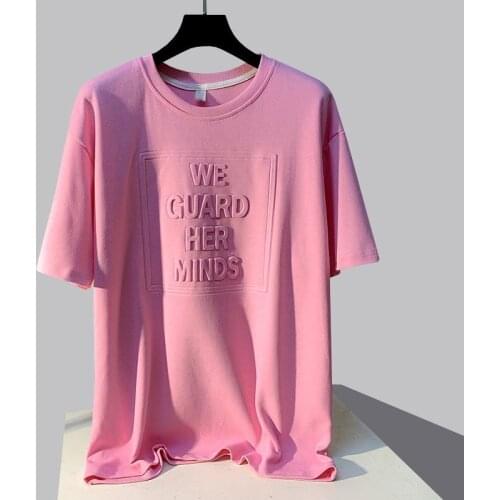 Short-sleeved T-shirt Women 2021 Spring and Summer Three-dimensional Letters Half-sleeved Loose Top Shirts for Women
